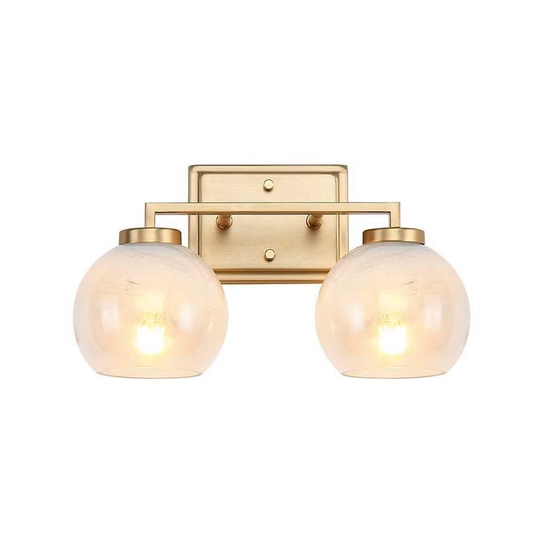 Image 4 Elliott 2-Light Vanity Light in Brushed Champ Bronze with Alabaster Shade more views