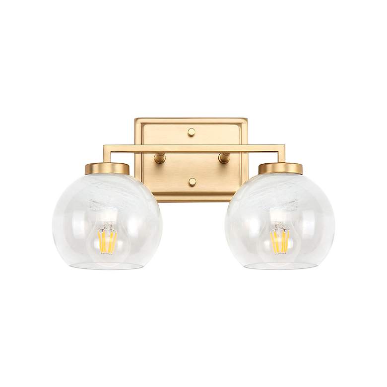 Image 5 Elliott 2-Light Vanity Light in Brushed Champ Bronze with Alabaster Shade more views