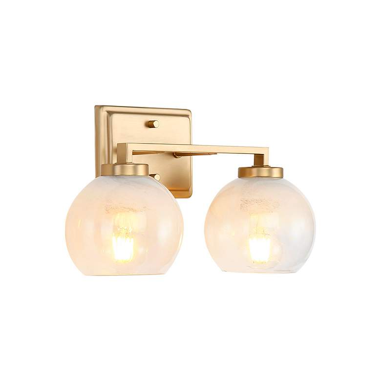 Image 6 Elliott 2-Light Vanity Light in Brushed Champ Bronze with Alabaster Shade more views