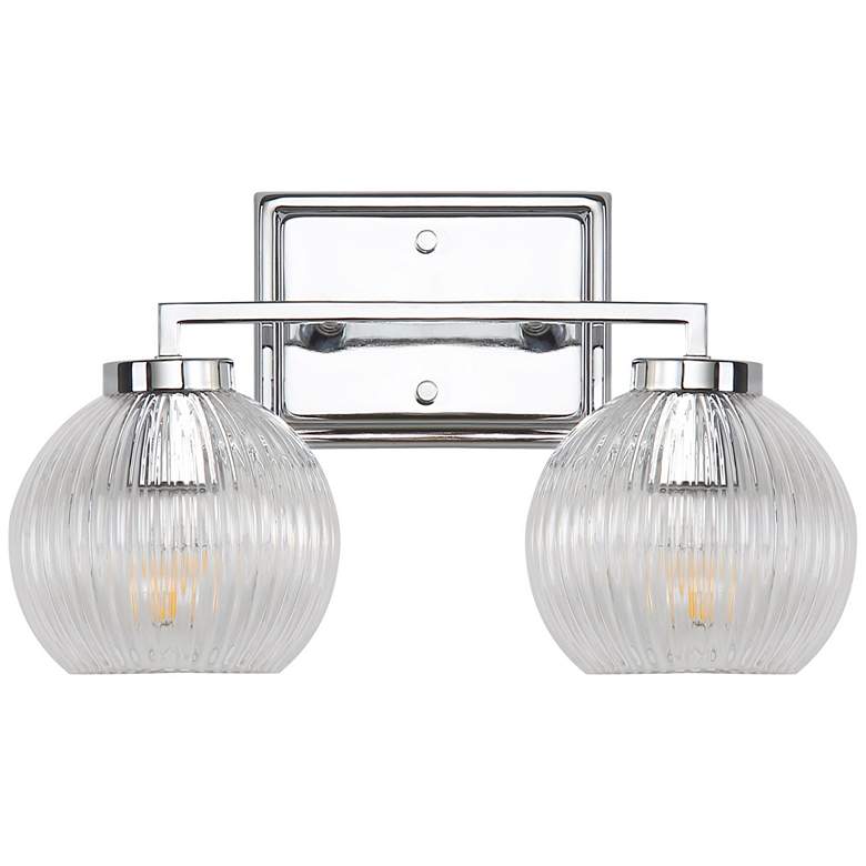 Image 1 Elliott 2-Light Vanity Light in Chrome with Ribbed Clear Shade