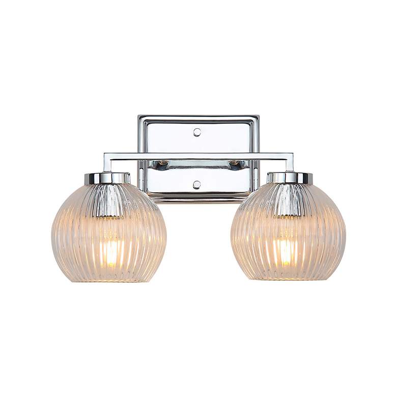 Image 2 Elliott 2-Light Vanity Light in Chrome with Ribbed Clear Shade more views
