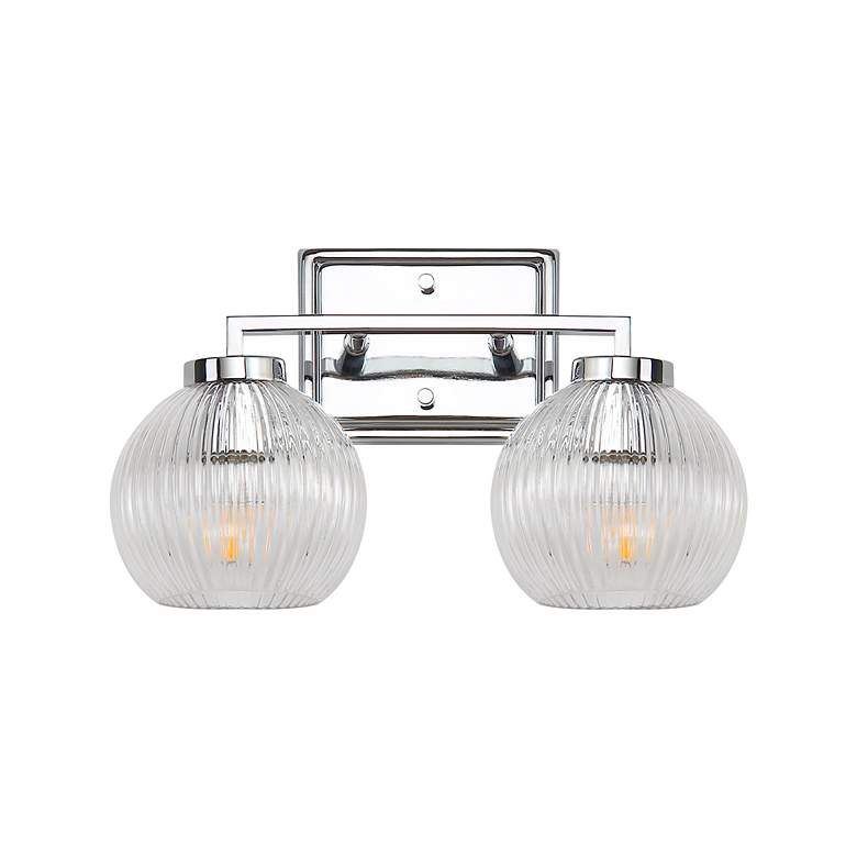 Image 4 Elliott 2-Light Vanity Light in Chrome with Ribbed Clear Shade more views