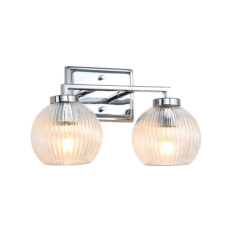 Image 5 Elliott 2-Light Vanity Light in Chrome with Ribbed Clear Shade more views