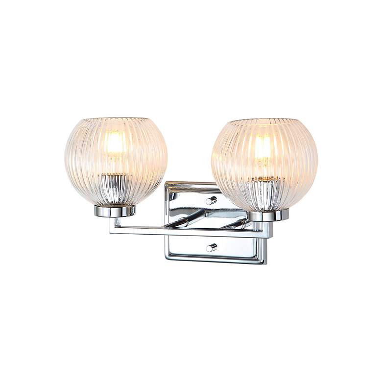 Image 6 Elliott 2-Light Vanity Light in Chrome with Ribbed Clear Shade more views
