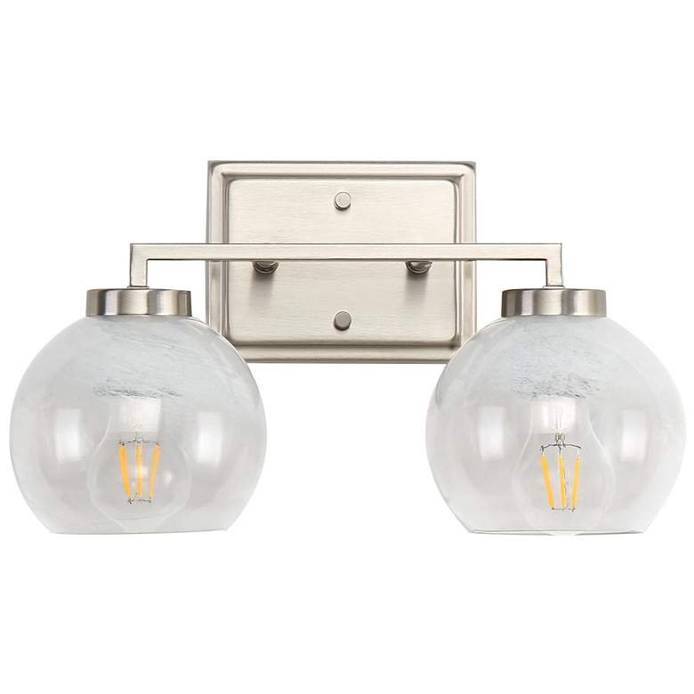 Image 1 Elliott 2-Light Vanity Light in Pewter with Alabaster Shade