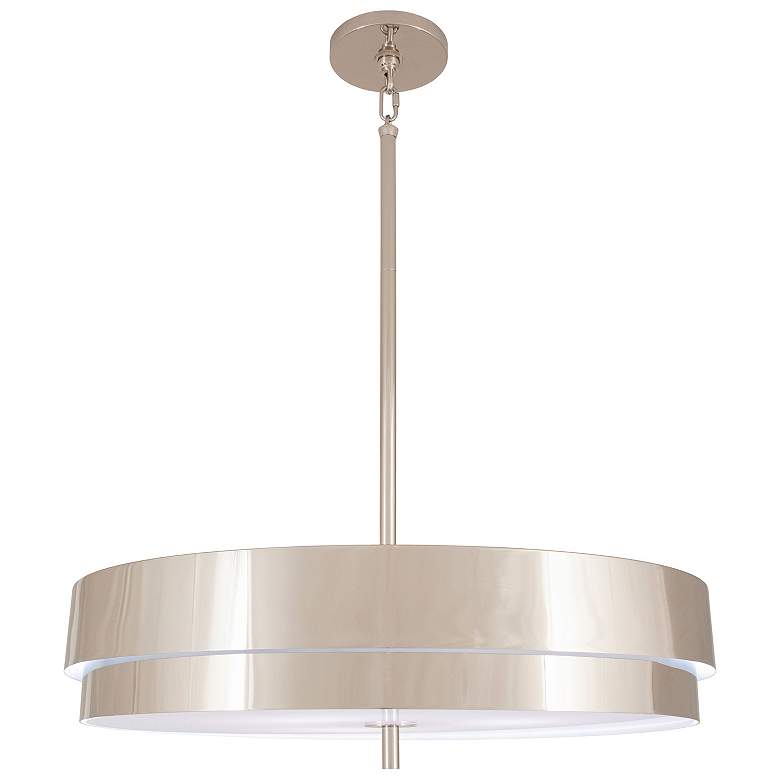 Image 1 Elliott 23" Wide Polished Nickel And White Pendant