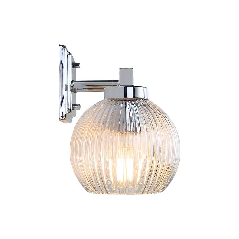 Image 5 Elliott 3-Light Vanity Light in Chrome with Ribbed Clear Shade more views