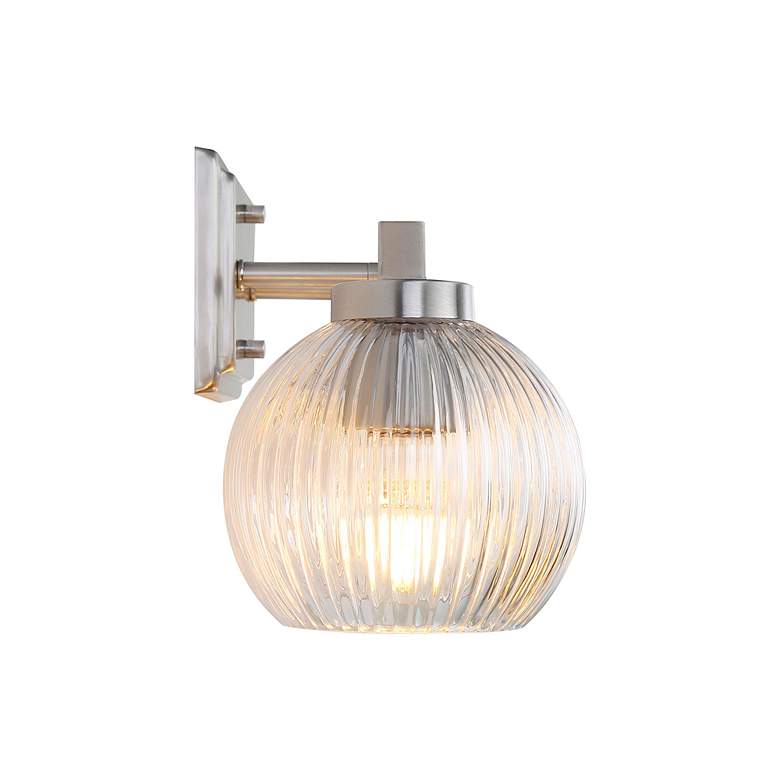 Image 6 Elliott 3-Light Vanity Light in Pewter with Ribbed Clear Shade more views