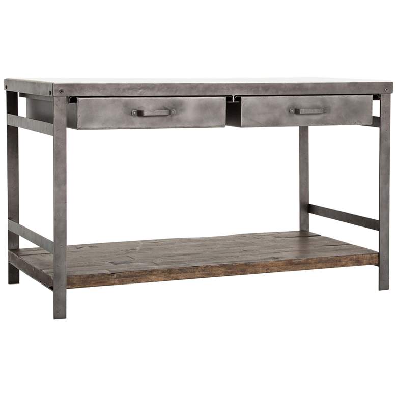 Image 1 Elliott 58" Wide 2-Drawer Gunmetal Kitchen Island