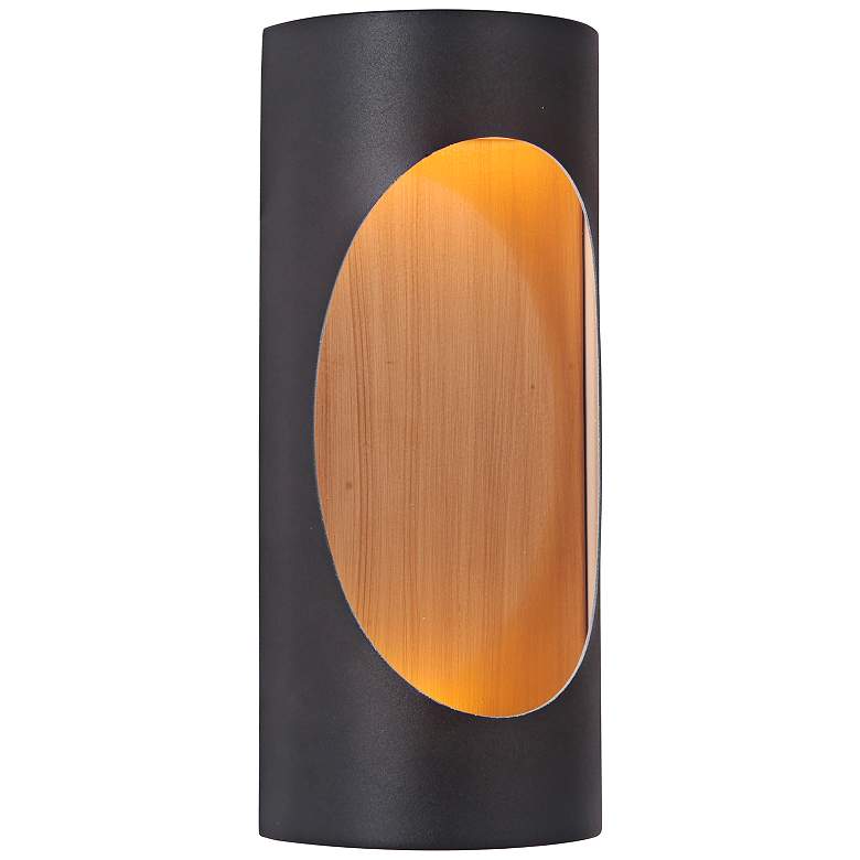 Image 1 Ellipse 11 inchH Black and Brass LED Pocket Outdoor Wall Light