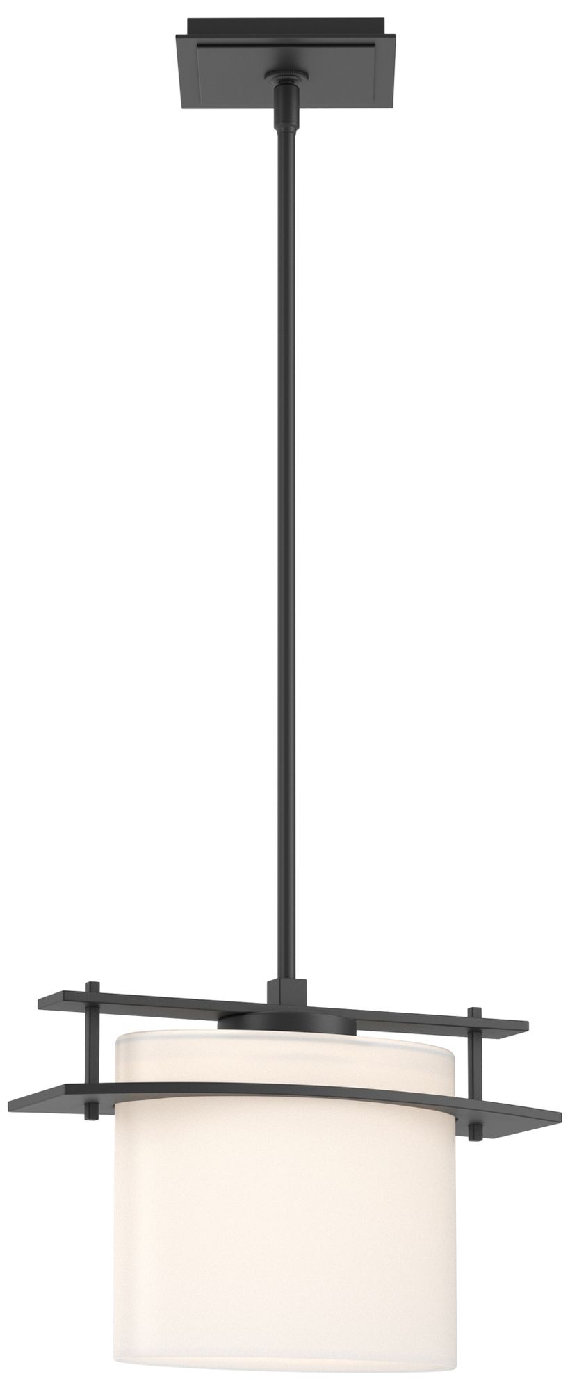 Ellipse 13" Wide Black Mini Pendant w/ Opal Glass