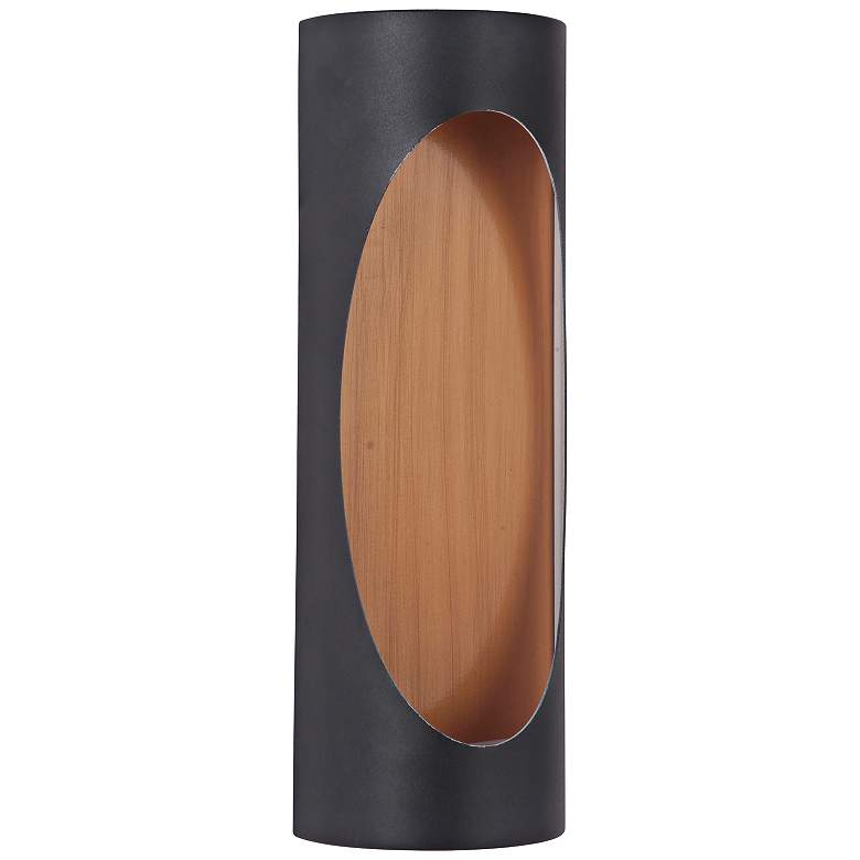 Image 1 Ellipse 14 inchH Black and Brass LED Pocket Outdoor Wall Light