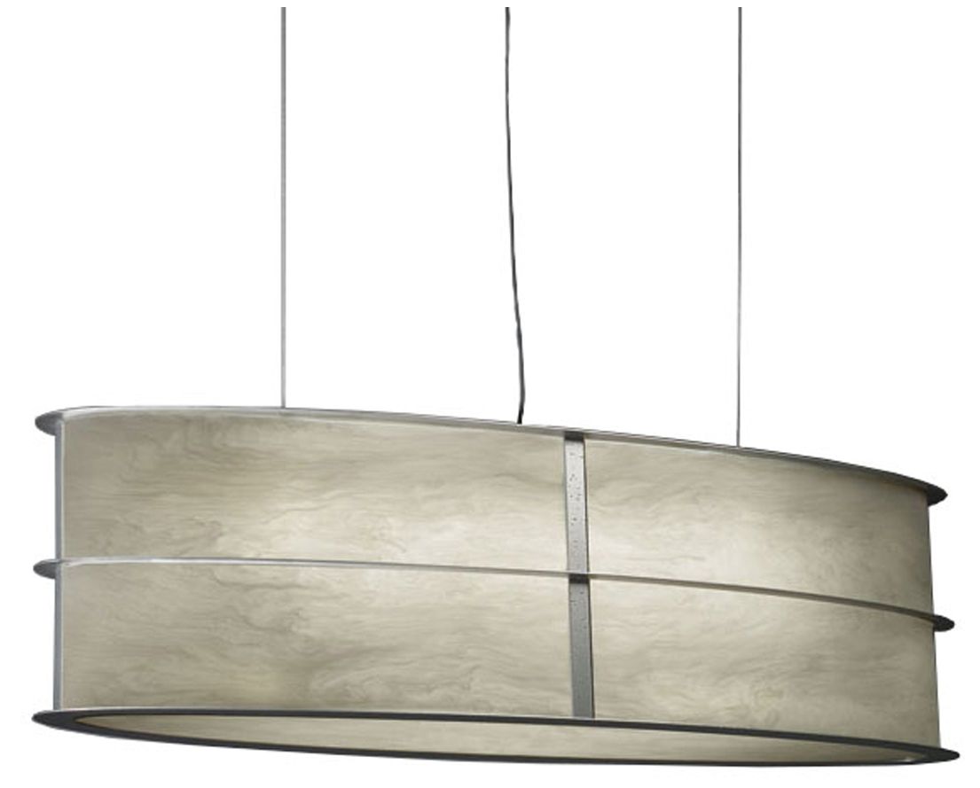 Ellipse 36" Long Smoked Silver|Faux Alabaster Pendant 0-10V LED
