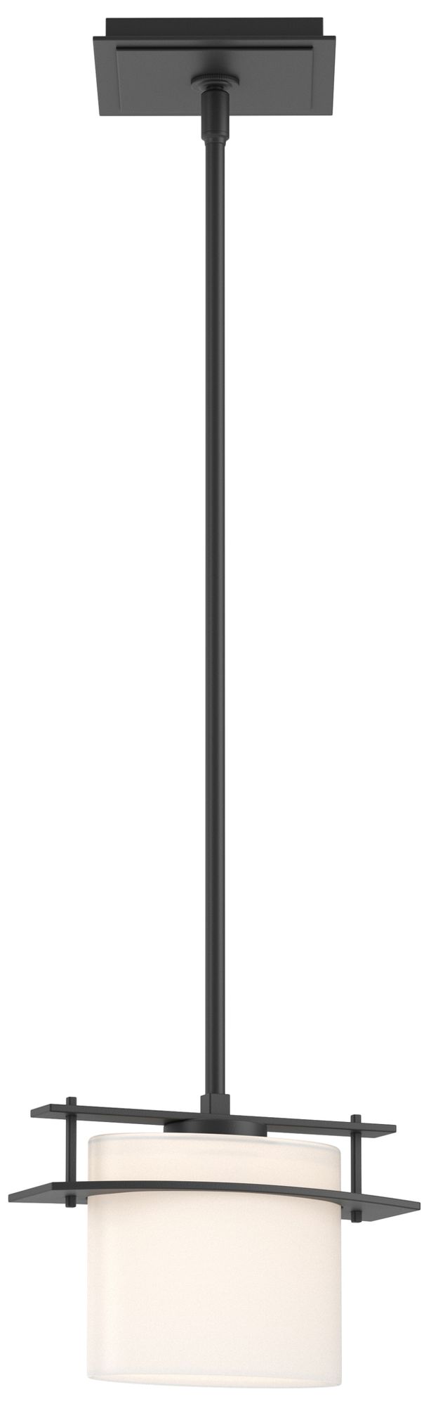 Ellipse 9" Wide Black Mini Pendant w/ Opal Glass