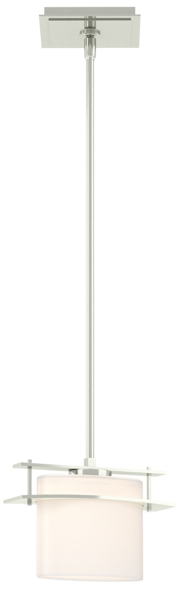 Ellipse 9" Wide Sterling Mini Pendant w/ Opal Glass
