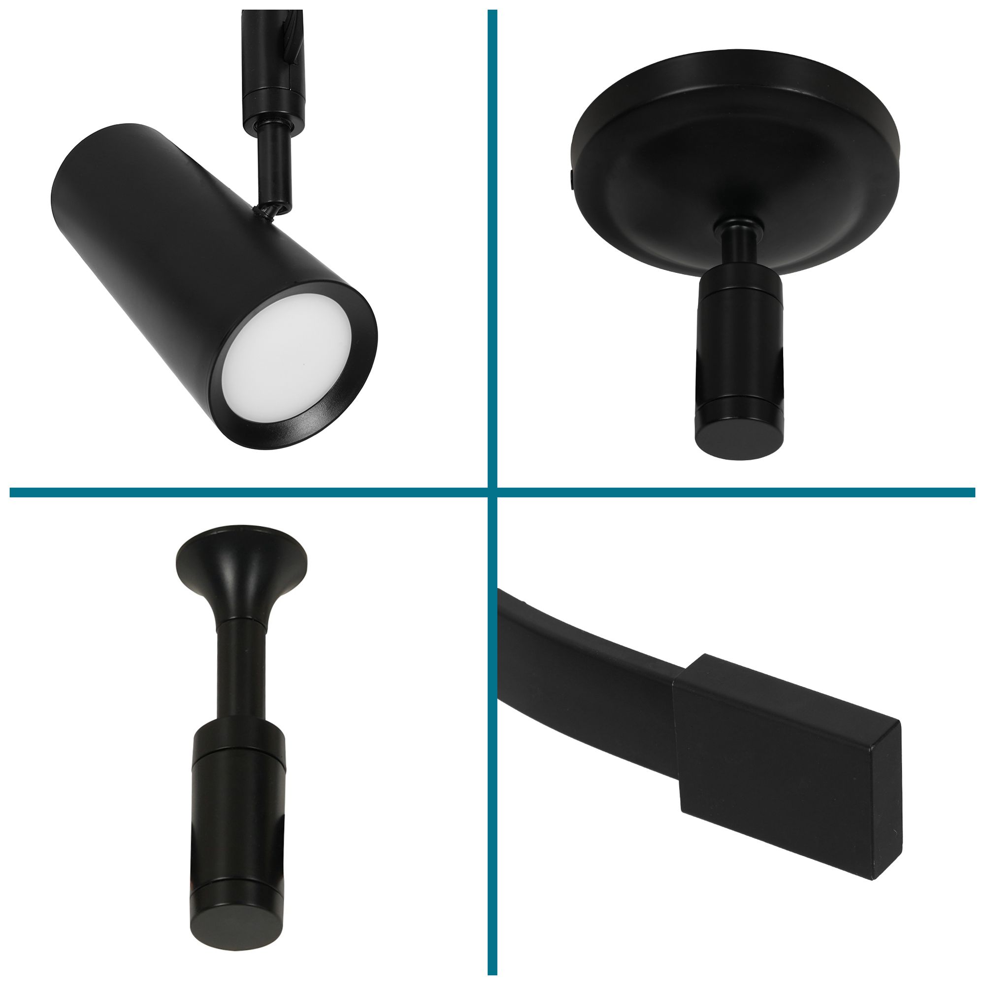 Ellipse 96" Wide 5-Light Black LED Flex Track