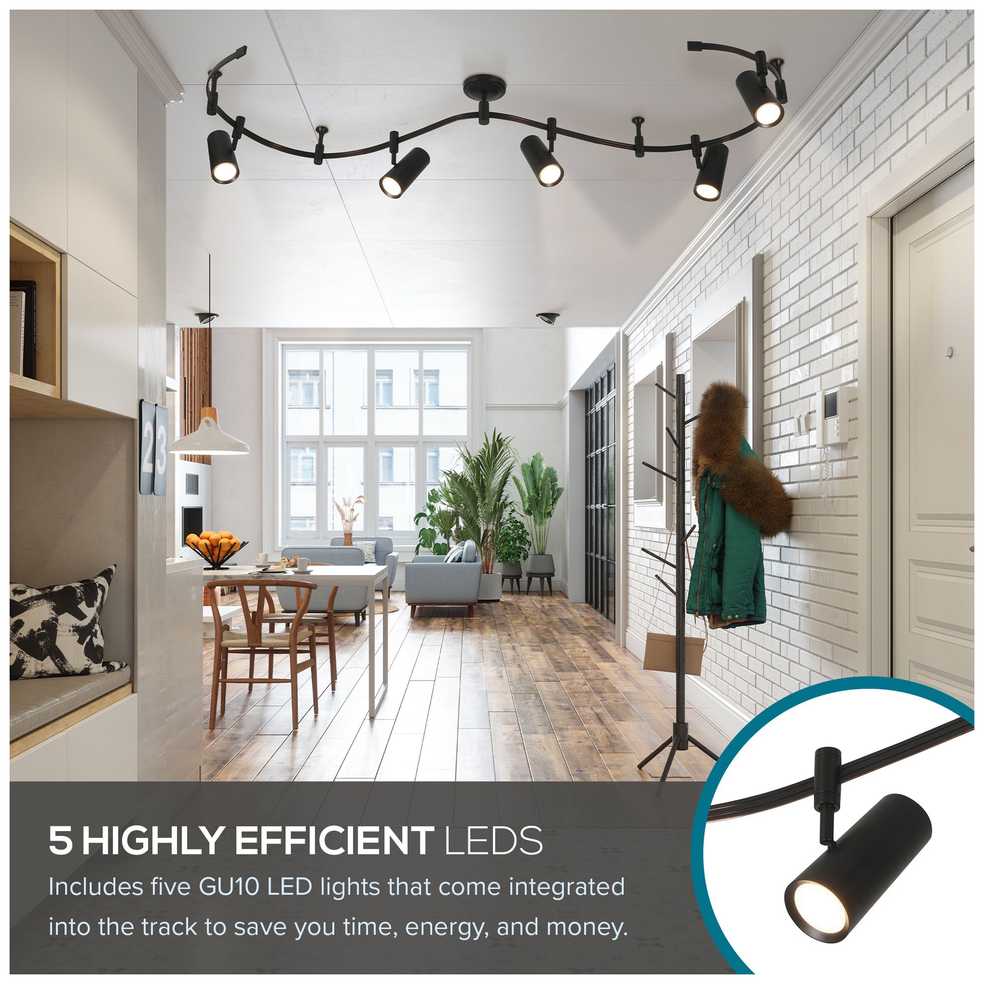 Ellipse 96" Wide 5-Light Black LED Flex Track