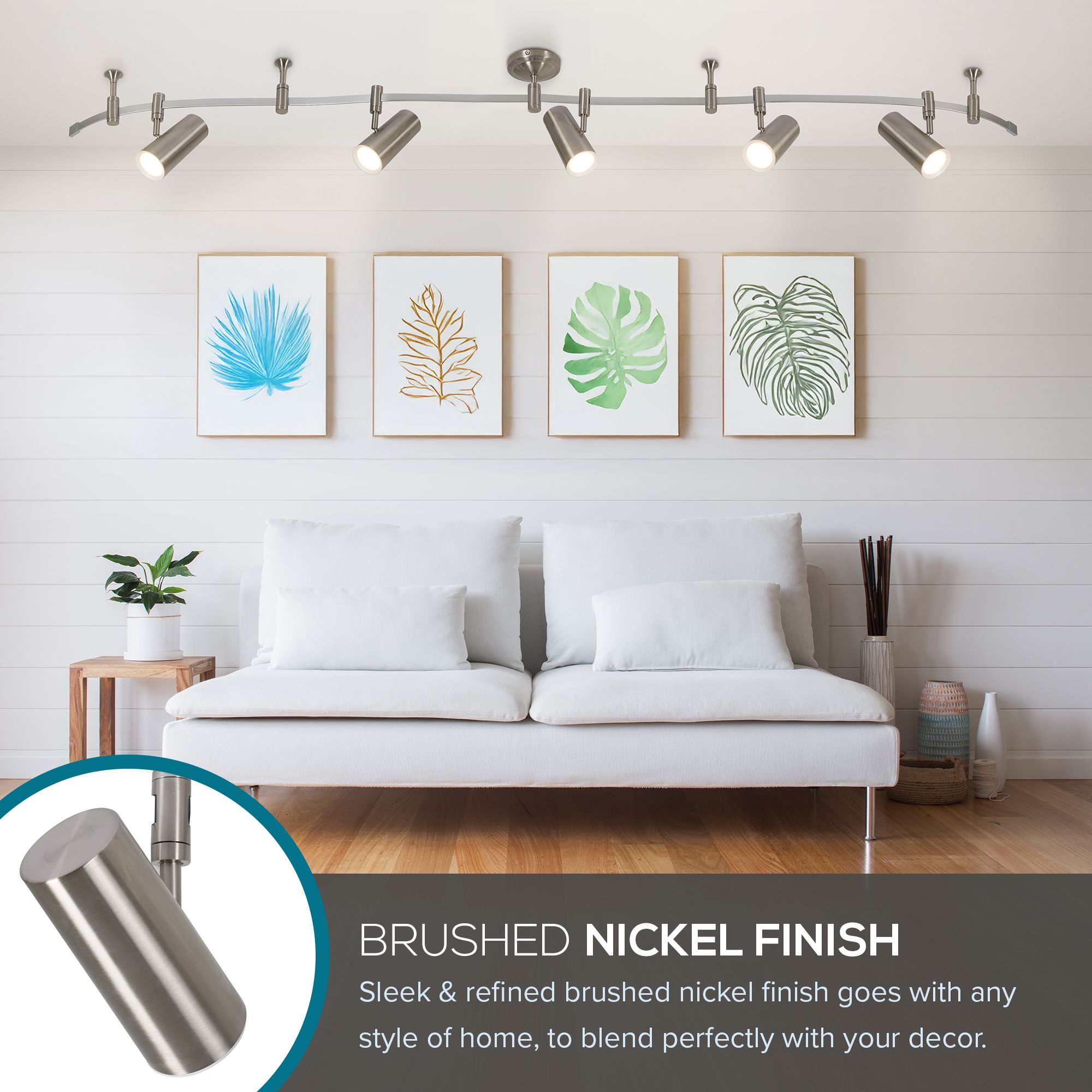 Ellipse 96" Wide 5-Light Brushed Nickel LED Flex Track