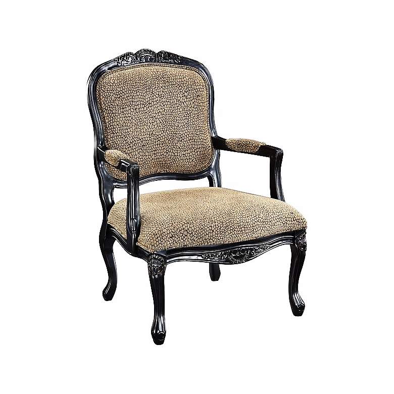 Image 1 Ellis Beige Reptile Print Bannister Black Accent Chair