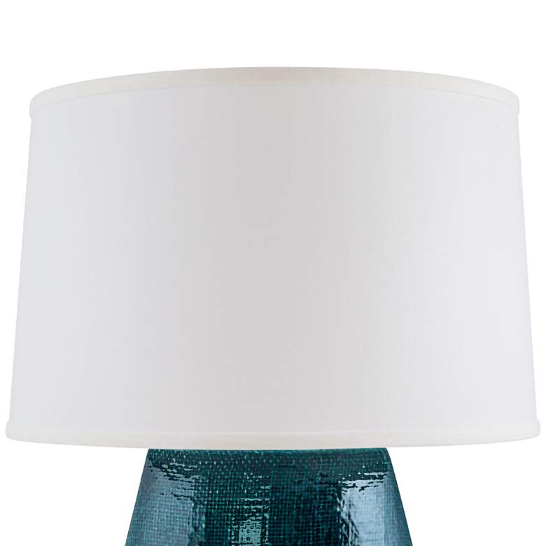 Image 3 Ellis Tropical Turquoise Gloss Burlap Ceramic Table Lamp more views