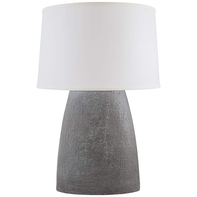Image 1 Ellis White Washed Gray Burlap Ceramic Table Lamp