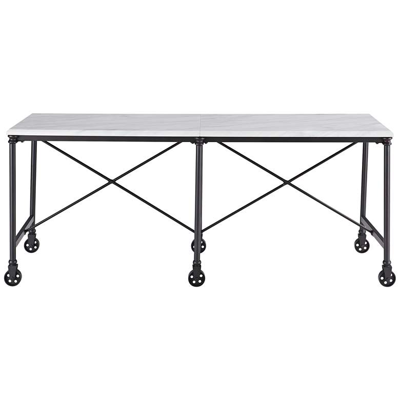 Image 3 Ellisman 70" Wide Faux Stone Rolling Kitchen Island Cart or Bar Table more views