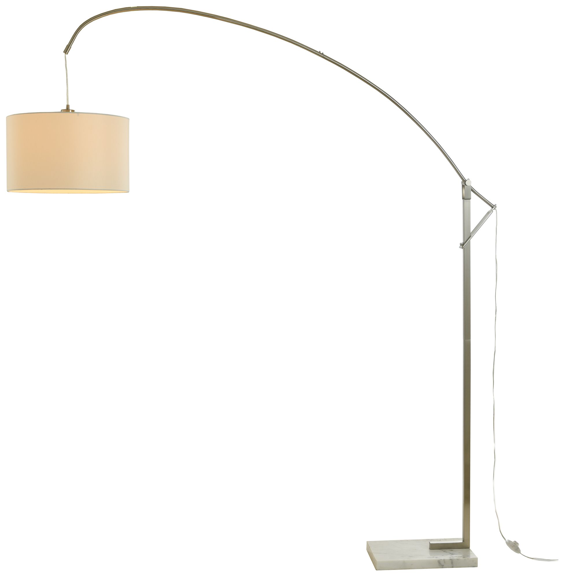 Image 3 Ellison 66" High Brushed Steel Floor Lamp with White Shade more views