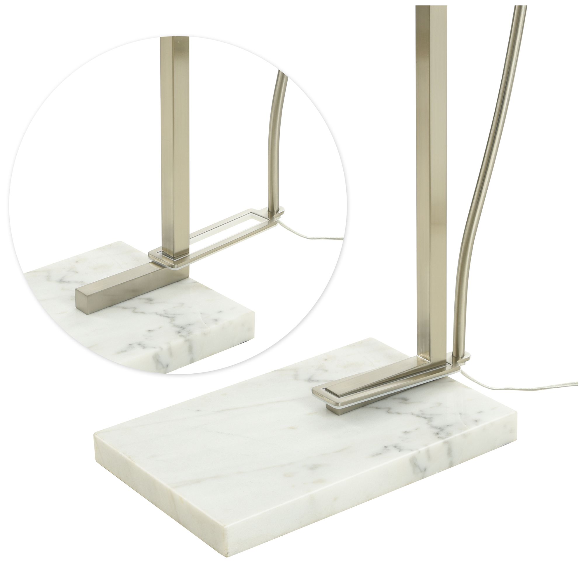 Image 6 Ellison 66" High Brushed Steel Floor Lamp with White Shade more views