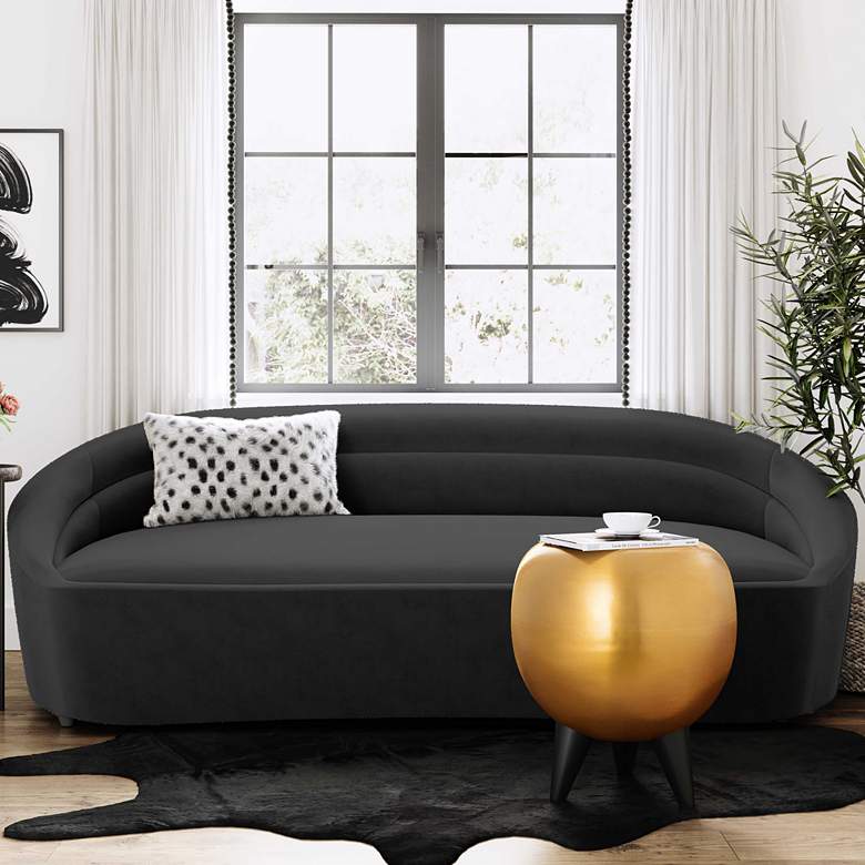 Image 1 Ellison 88 1/4" Wide Black Velvet Sofa