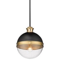 Ellmira 11" Wide Matte Black and Antique Brass Mini Pendant