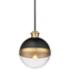 Ellmira 11" Wide Matte Black and Antique Brass Mini Pendant