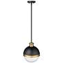 4_Ellmira 11" Wide Matte Black and Antique Brass Mini Pendant more views