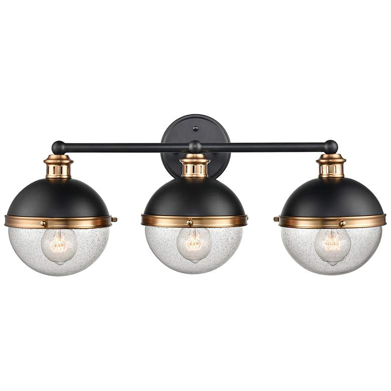 Image 2 Ellmira 24"W Matte Black and Aged Brass 3-Light Bath Light