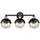Ellmira 24"W Matte Black and Aged Brass 3-Light Bath Light