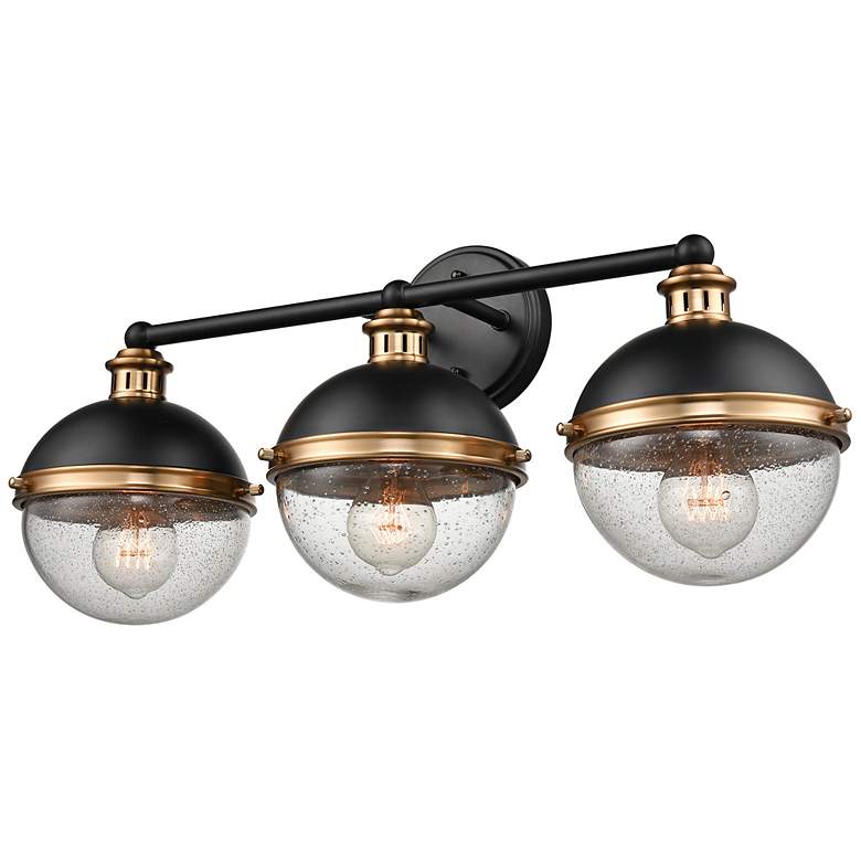 Image 4 Ellmira 24"W Matte Black and Aged Brass 3-Light Bath Light more views