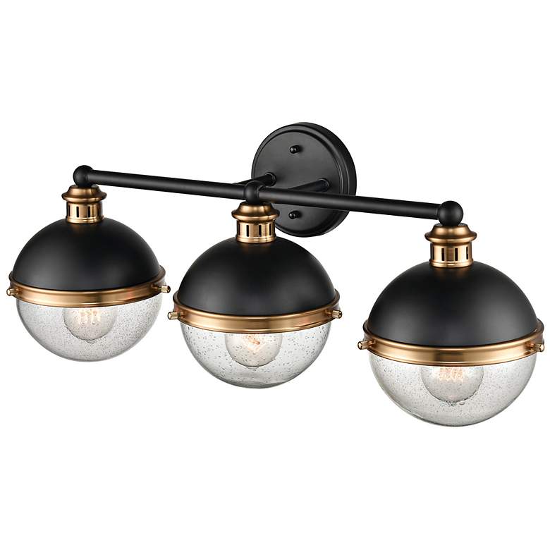 Image 5 Ellmira 24"W Matte Black and Aged Brass 3-Light Bath Light more views