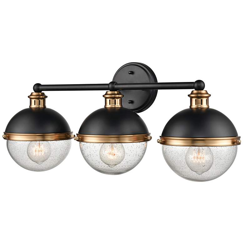 Image 6 Ellmira 24"W Matte Black and Aged Brass 3-Light Bath Light more views