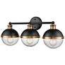 6_Ellmira 24"W Matte Black and Aged Brass 3-Light Bath Light more views
