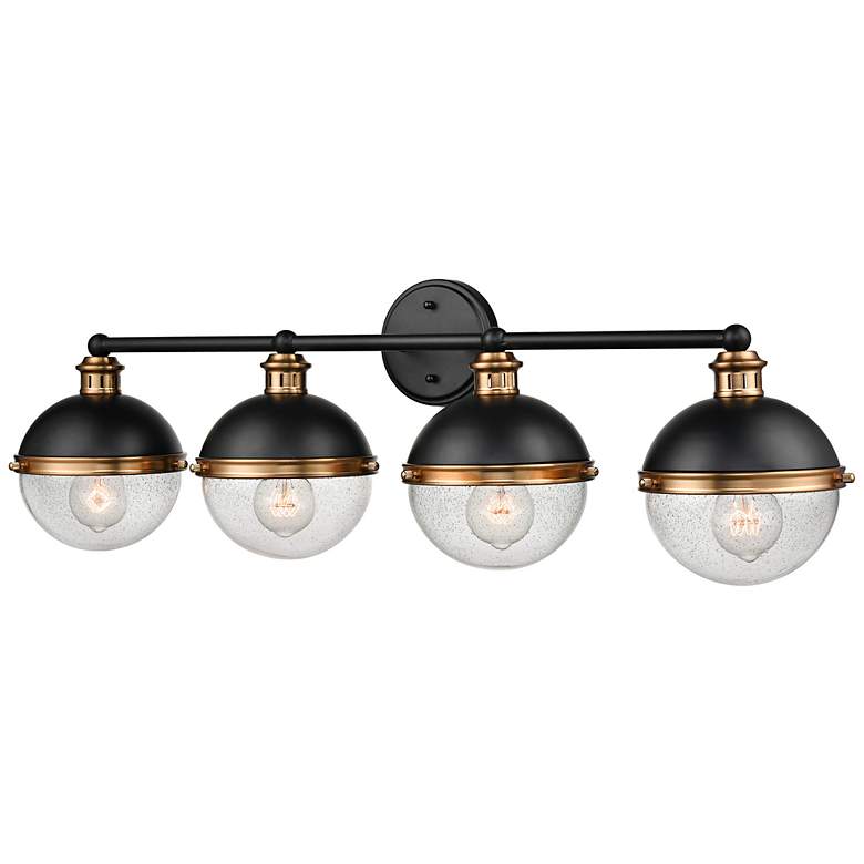 Image 3 Ellmira 33"W Matte Black and Aged Brass 4-Light Bath Light more views