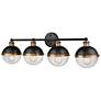 3_Ellmira 33"W Matte Black and Aged Brass 4-Light Bath Light more views