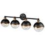 4_Ellmira 33"W Matte Black and Aged Brass 4-Light Bath Light more views