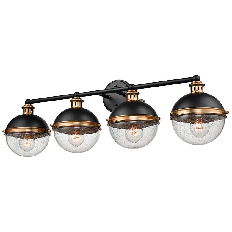 Image 5 Ellmira 33"W Matte Black and Aged Brass 4-Light Bath Light more views