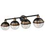 5_Ellmira 33"W Matte Black and Aged Brass 4-Light Bath Light more views