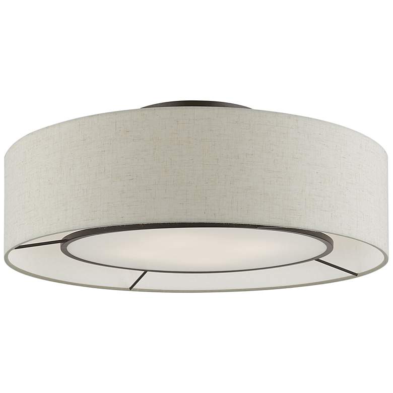 Image 3 Ellsworth 21" Wide English Bronze Drum Ceiling Light