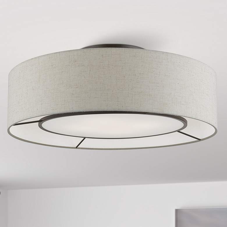 Image 2 Ellsworth 21" Wide English Bronze Drum Ceiling Light