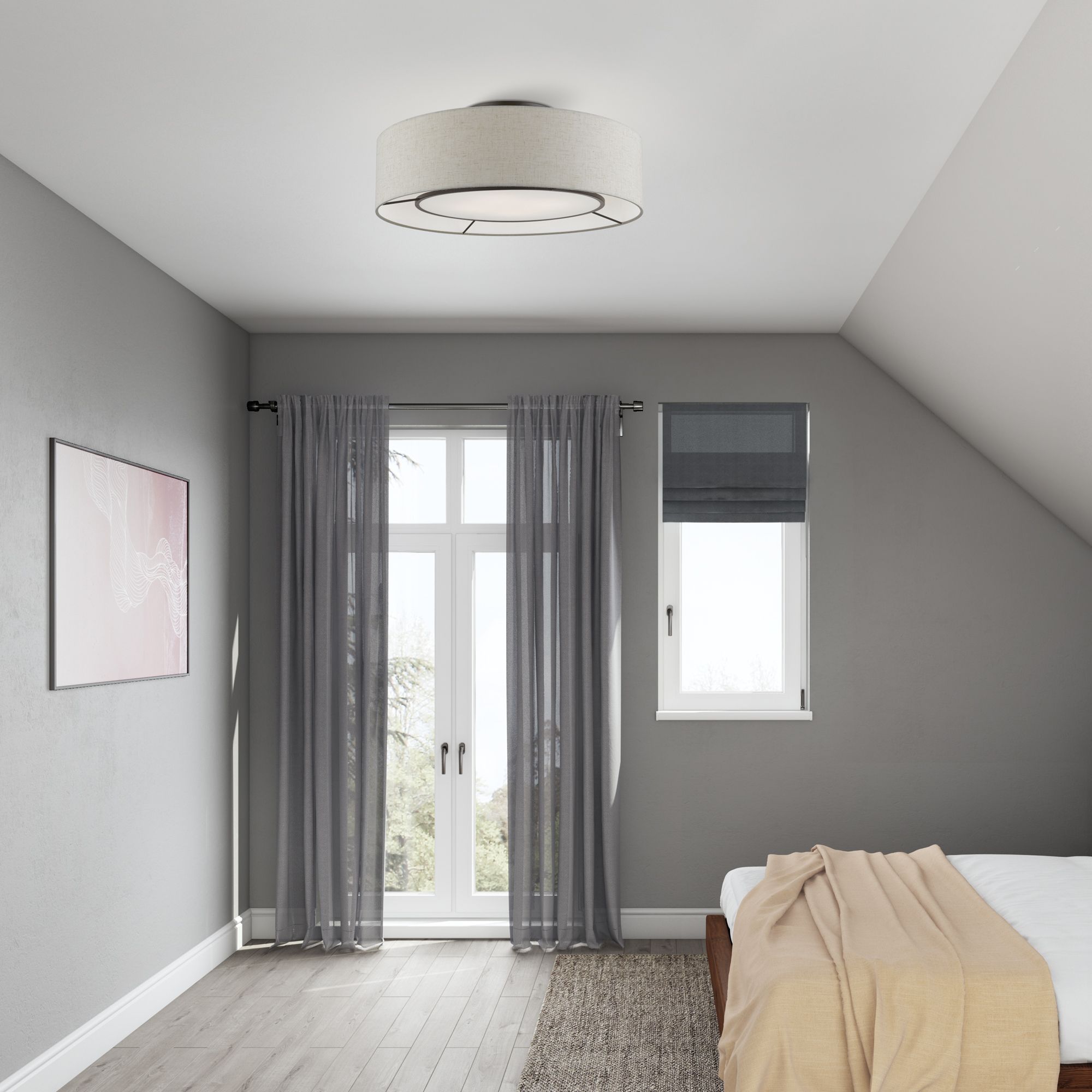 Ellsworth 21" Wide English Bronze Drum Ceiling Light in scene