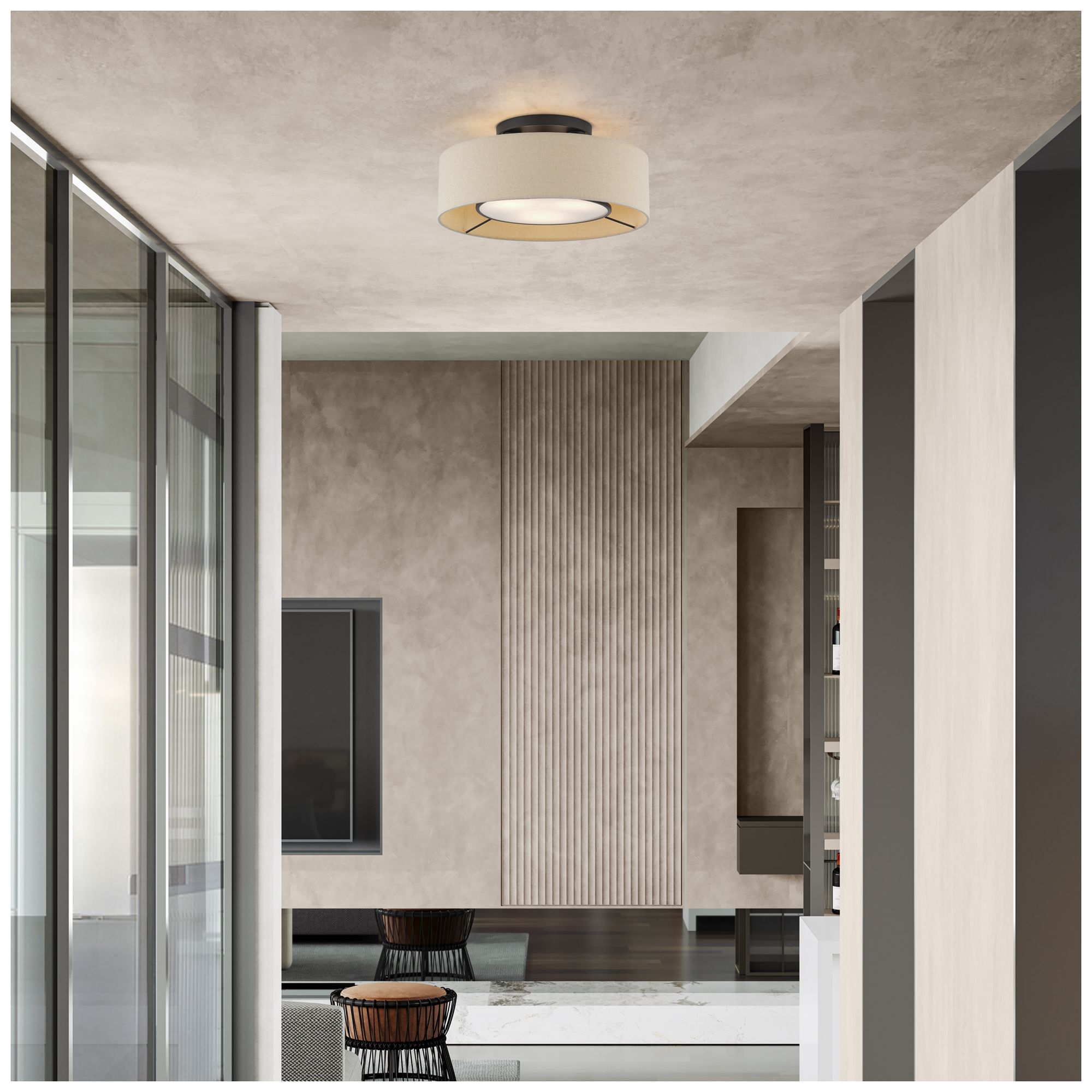 Ellsworth 3 Light Bronze Large Semi-Flush