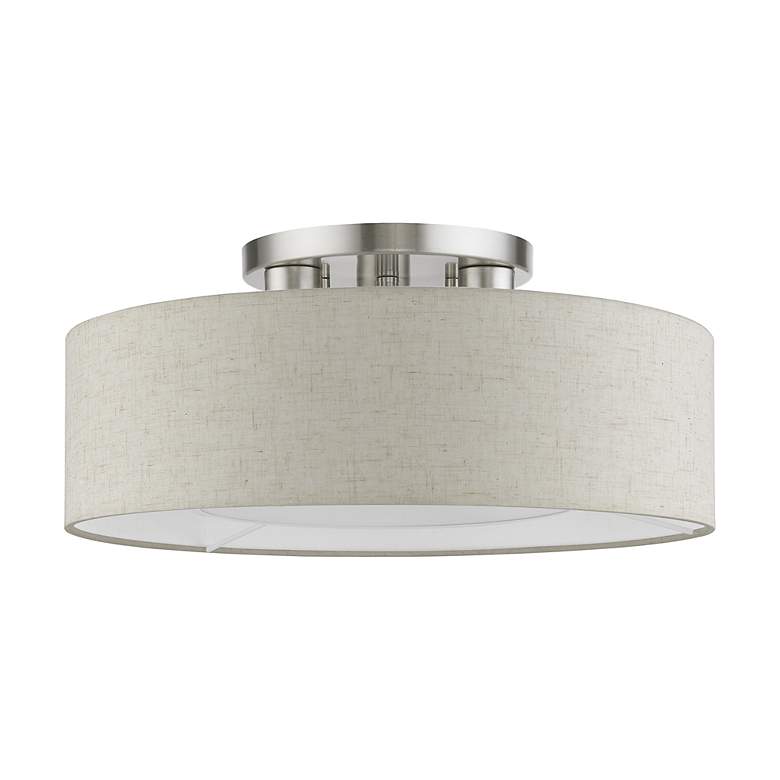 Image 3 Ellsworth 3 Light Brushed Nickel with Shiny White Accents Semi-Flush more views