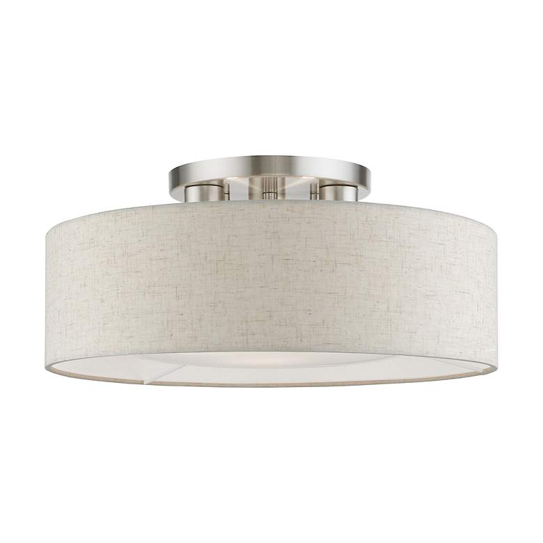 Image 4 Ellsworth 3 Light Brushed Nickel with Shiny White Accents Semi-Flush more views