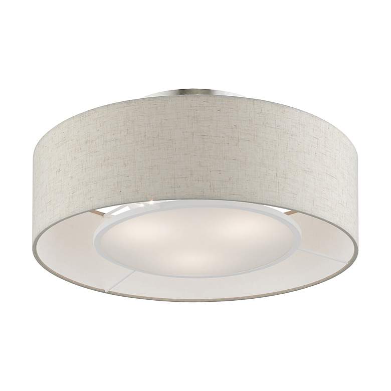 Image 5 Ellsworth 3 Light Brushed Nickel with Shiny White Accents Semi-Flush more views